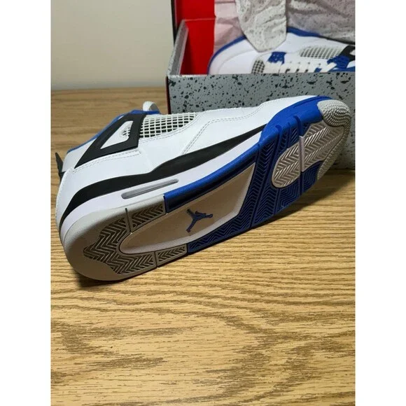 Nike Air Jordan 4 Retro Mid Motorsports 308497-117 Mens SZ 10 White Blue Sneaker - Picture 12 of 12